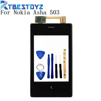 RTOYZ 3,0 collu Digitizer Touch Screen Stikla Nokia Asha 503 N503 Touchscreen Panelis Sensors Priekšējā Stikla Nomaiņa