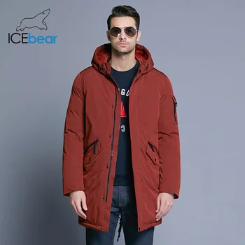 ICEbear 2019 jaunus, kvalitatīvus ziemas mētelis vienkārši modes mētelis lielas kabatas dizaina vīriešu siltu kapuci zīmolu modes parkas MWD18718D