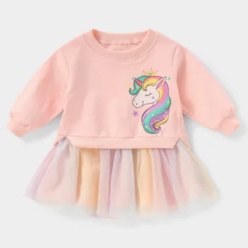 Baby Girls Karikatūra Cute Drēbes Ir 2021. Jauns Bērnu Acu Raibs Kleitu Bērni, Meitenes, Unicorn Modelis Princese DressChristmas