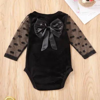 0-18M Gudrs Jaundzimušā bērna Baby Girl Bodysuits Polka Dot Print Mežģīnes Cietā Bodysuit Jumpsuit Apģērbs Apģērbs