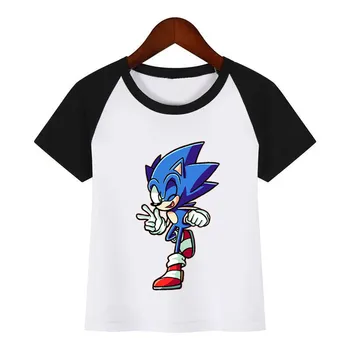 Zēni Meitenes Sonic Ezis Smieklīgi T-krekls Bērniem Vasaras O-veida Kakla Topi Bērniem Karikatūra T Zīdaiņu Apģērbu