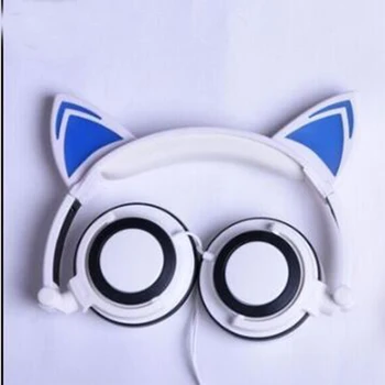 Jauns bērnu karikatūra kaķis ausis galvas liekamu gaismas salokāms mobilo mūzikas austiņas