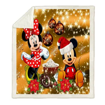 Disney Ziemassvētku Segu Mickey Mouse Minnie Maiga, Silta Ziemas Pārklājs Ziemassvētki Mest Segu Par Kazlēnu, Bērnu, Pieaugušo Gultas, Sofa Cover