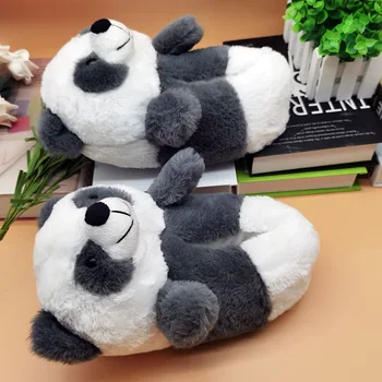 Panda Iekštelpu Čības Īpašais piedāvājums pasūtījuma siltu ziemas mīļotājiem mājas čības bieza cietā grunts kurpes uz grīdas mīļotājiem apavi
