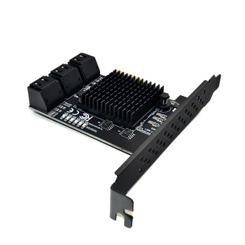 Marvell 88SE9215 čipu 6 SATA porti 3.0 PCIe paplašināšanas Karti PCI express SATA Adapteris SATA 3 Pārveidotājs ar Siltuma Izlietne, lai HDD
