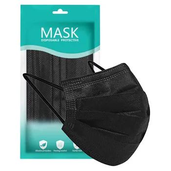 50GAB Pieaugušo Vienreizējās lietošanas maskas Melnā Maska Personas Maska 3Ply Auss Cilpu, Ērti, Elpojoši Āra Darba mascarillas