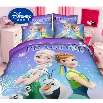 Disney Saldēti drukāt palagu komplekts dvīņu viena izmēra Alsa Anna princese sega sedz meiteņu kids guļamistaba dekors gultas veļa, spilvendrāna