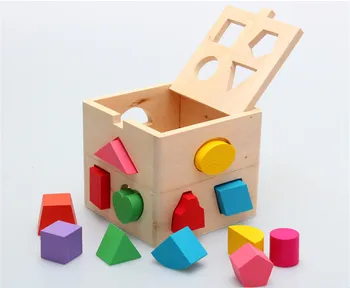 13 Caurumi Izlūkošanas Bērnu Bloki Atbilst Formu Apguve Izglītības Rotaļlietas, Ķieģeļi Koka Forma Kārtotāja Cube Celtniecības Bloki