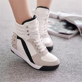 Jaunā Sieviešu Kniežu Sneaker Pavasara Rudens White Hidden Ķīlis Papēži Ikdienas Apavi Sievietēm, ir Lifts Augstas papēži Sievietēm Platformas Kurpes