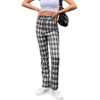 Sieviešu Bikses Melna Balta Izšūta Retro Augsto Vidukli, Universāls Slim Bikses Sieviešu Slim Vintage Stila Modes Garo Bikšu Bikses
