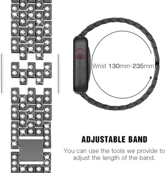 Dimanta Watchband +Protective Case for Apple Skatīties, Sērija 6 5 4 3 Joslu 42mm 38mm 44mm 40mm Metāla, Nerūsējošā Tērauda Siksniņa, Rokassprādze