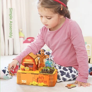 Mini Dārzs Bērniem DIY Stādīšanas Rotaļlietas Celtniecības Bloku Modelis Agrīnās Izglītības Izdevumi Augs Par Kazlēnu, Dāvanu