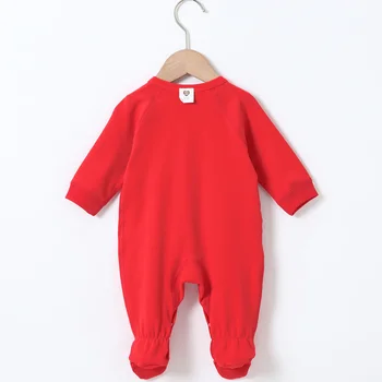 Baby romper ķīnas sarkano jaundzimušā apģērbu ar garām piedurknēm bērnu drēbes, bērnu kombinezoni baby zēni un meitenes drēbes, bērnu footies romper