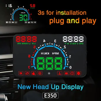 XYCING E350 OBD2 Head Up Displejs 5.8 collu Auto HUD Vējstikla Projektoru OBD Transportlīdzekļa Spidometrs, Degvielas Patēriņš KM/H STUNDĀ Displejs