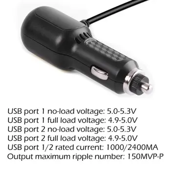 3,5 m 5V 3A Automašīnas piepīpētāja Mini USB Lādētāju, Barošanas Anytek Automašīnas DVR Kamera Dashcam Ar 2 USB Ports Automašīnas Lādētājs