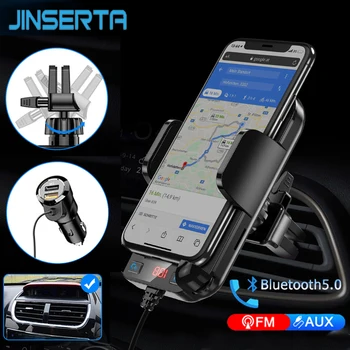 Ir 2021. Bluetooth 5.0 FM Raidītājs w/Tālruņa Turētāju Automašīnas MP3 Atskaņotājs, Brīvroku Automašīnas Komplekts Atbalsta TF Kartes, U Diska AUX Mūzikas Atskaņotājs