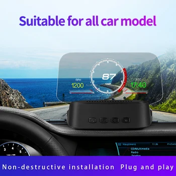 2020new Auto HUD (head-up display OBD2 smart carplay navigācijas carlife Ātrums, HD Projekcijas bezvadu vadības riteni, tālvadības pults