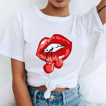 Jaunas Vasaras sieviešu Topi, t-veida, Sarkana Mute, Lūpas Skūpstīt Sievietes Black T Smieklīgi Leopard Grafiskais Tee Kreklu Femme Harajuku sieviete, T Krekls
