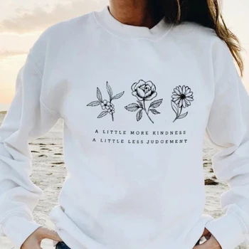 Nedaudz Vairāk Laipnību Sporta Krekls Sievietēm Ziedu Drukāt Pulovers Harija Stili Garām Piedurknēm Grafiskais Džemperi, Modes Topi DropShip