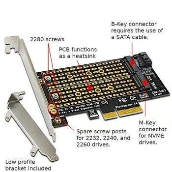 Ātrgaitas NVME X4 X8 X16 Dual SATA SSD M. 2 Desktop PCIe Mini PCI Express Adapteri Datoru Converter Paplašināšanas Karti