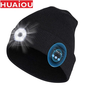 Bluetooth LED Trikotāžas Beanie Cepurēm Modes Kempings Darbojas Zvejas Cepuri Built-in Stereo Roku-bezmaksas Mūzika Mp3 Burvju Silts Smart Vāciņi