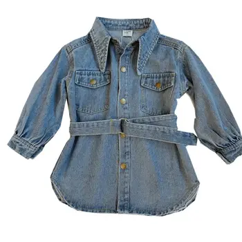 Mihkalev Bērniem džinsu jaka un mētelis par bērnu rudens apģērbu virsdrēbes 4 6 8Year bērniem drēbes meiteņu džinsa mētelis kostīms