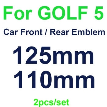 2gab Auto Stils ABS izmantots 125mm 110mm Golf MK5 Priekšā Galvu Restes Emblēma Aizmugurē, Bagāžnieka Uzlīme Pārsegi Auto logotips, Auto Piederumu
