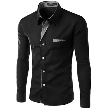 Jauno Modes Krekls ar garām Piedurknēm Vīriešu Slim Dizains Oficiālu Gadījuma Vīriešu tērpu Kreklu Izmēra