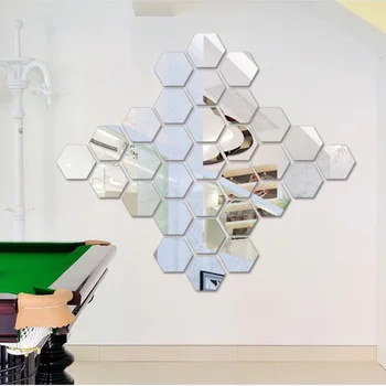 12pcs/Set Mūsdienu 3D Spogulis Ģeometriskā Sešstūra Akrila Sienas Uzlīmes Mākslas Noņemams Decal Mājas Guļamistaba, Dzīvojamā Istaba DIY Apdare