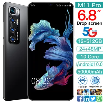 Viedtālrunis Xiao M11Pro Globālo Versiju, Deka Core Dual SIM 512G Quad Kamera Mobilais Atslēgts 48MP 5000mAh Android 10 Noliktavā