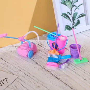 9PCS Uzkopšanas Rotaļu Komplekts Bērniem Spēlēt Māja Simulācijas Lelle Piederumi Meitene Rotaļlietas Lelle Skatuves Apdare Tīrīšanas DIY Bērnu Rotaļlietas