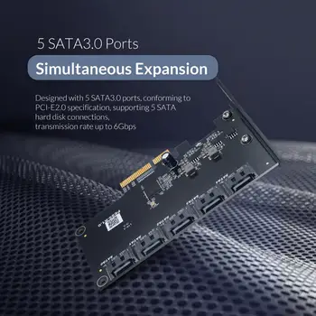 ORICO PCI-E, lai 5-Port SATA3.0 Paplašināšanas Karti PCI-E X4 Slots Atbalsta 6Gbps PCI-E SATA Adapteri CENTRMEZGLU