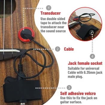 Guitar Pickup Profesionālās Pjezo Kontaktu Mikrofons Uztveršanas Par Ģitāra, Vijole Bandžo Mandolīna Ģitāra Havajiešu Ģitāra Piederumi
