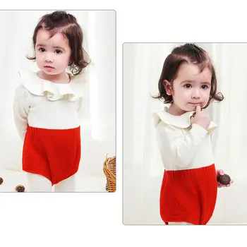 2020 Rudens Ziemas Jaundzimušo Bērnu Drēbes, Zīdaiņu Toddler Meitene Džemperi Kombinezonus Vilnas Adījumu ar garām Piedurknēm viengabala Tērpiem 0-24M