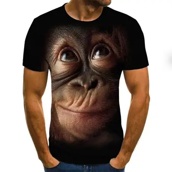 Orangutan 3D modeli T-krekls ar īsām piedurknēm vīriešu vasaras modes top dzīvnieku print 3DT kreklu apdruka vīriešu apģērbs