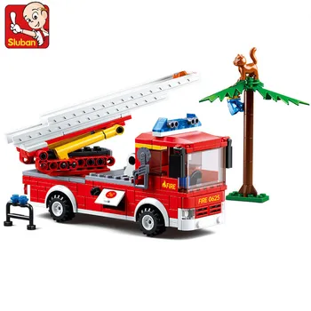 269Pcs Kāpnes Fire Truck Pilsētas Glābšanas Automašīnas Celtniecības Bloki Komplekti Bērniem Tehnika Playmobil Ķieģeļi Izglītojošas Rotaļlietas Bērniem