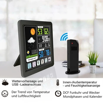 Daudzfunkciju Termometru, Higrometru, Automātiskās Elektroniskās Temperatūra Mitrums Monitors, Pulkstenis Liels LCD Ekrāns