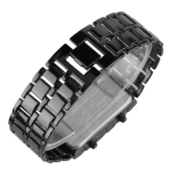 TIke Toker Modes Black Full Metal Digitālo Lava Rokas pulksteni Dzelzs Metāla Sarkanā LED Samurajs Vīriešiem Zēns Sporta Vienkāršu Wathes