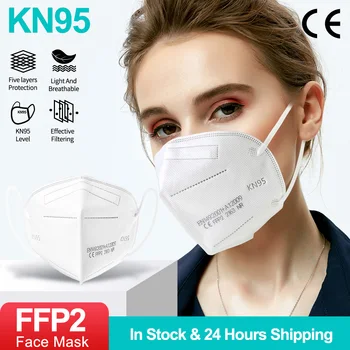 60PCS FFP2 KN95 sejas maska nepievelk putekļus Respiratpr 5Layer Ne-kokvilnas 95% Filtation Putekļu filtra Masku mascarillas Maskas KN95 gp2 K95