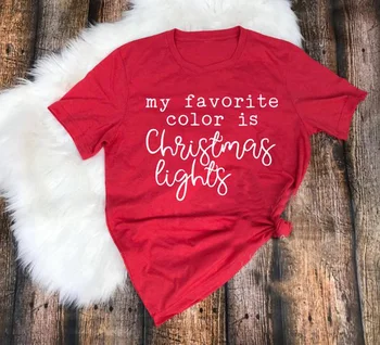 Mana mīļākā krāsa ir Ziemassvētku gaismas t-krekls sieviešu modes kokvilnas grunge tumblr estētisko krekls sarkans saukli unisex dāvana t-veida topi