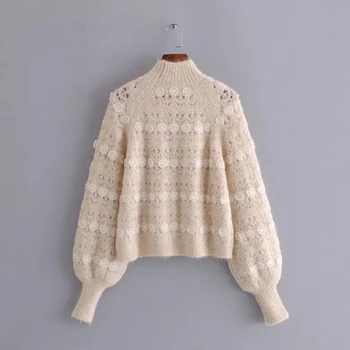 Rudens za Sieviešu Džemperi augstu uzrullētu apkakli Džemperi Vintage Trikotāža Sieviešu garām Piedurknēm Dobi No Trikotāžas Džemperis Apģērbu, Adīt Topi