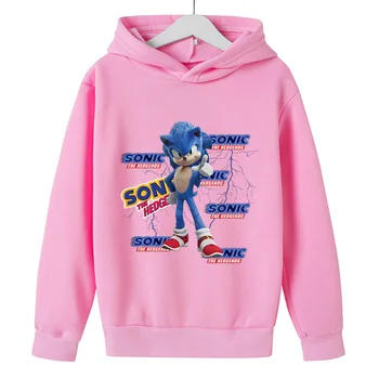 Bērnu Rudens Anime Sonic Vilnas garām Piedurknēm pelēkā vārna Meitene Modes Karikatūra Izdrukāt Top Ģimenes Ikdienas Krekls Apģērbu 110-160