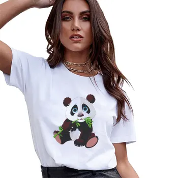 2018 korejas Modes T Krekli, Sieviešu Gudrs Panda Iespiesti Kawaii Balts O-veida kakla Sieviešu T-krekls Sieviešu Apģērbu Tumblr Gadījuma t-veida Topi