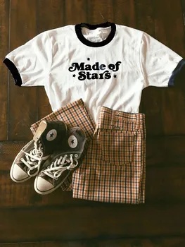 Izgatavots no Zvaigznes, T-Krekls Star grafiskais Tee Kokvilnas 90s meitene, piemēram, star tee īss sleve zvaigžņu saukli tautas topi moderns t krekls s-3xl