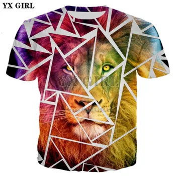 YX MEITENE Piliens kuģniecības 2018 Jaunu Modes vasaras Vīrieši Sievietes 3d t-krekls dzīvnieku Lauvas/Slinkums/Tiger Drukas T krekli Ikdienas Atdzist Tee krekli