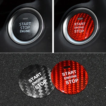 1gb Sarkana/Melna Nekustamā Oglekļa Šķiedras Start Stop Engine Poga Uzlīmes Par Mazda3 AXELA Par Mazda6 ATENZA-2019