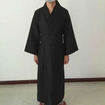 Klasisks Melnā Samurai Apģērbu Vīriešiem, Elpojoša Apakšveļa Kimono Drēbes Tradicionālo Japāņu Cosplay Yukata Mājas Pidžamā Peldmētelis F30