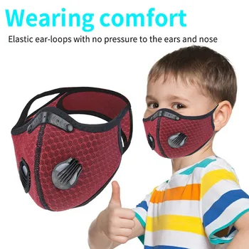 1+9 Gab PM2.5 Sejas Maskas Anti-miglas Mutes Maska ar Valved Respiratoru, lai Bērniem, Bērniem Vārstu Velo Nometnes filtro pm25 auduma#E5