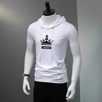 Vasaras Kapuci T Krekls Vīriešu Kokvilnas Džemperi Pelēkā Vārna Tshirt Balts Ar Īsām Piedurknēm Vainagu Drukāt Modes Apģērbi