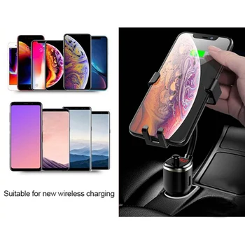 Jaunas Automašīnas Bluetooth, FM Raidītājs, Brīvroku sistēma, MP3 Atskaņotājs 10W Bezvadu Fast Charger Tālruņa Turētājs Stiprinājums iPhone, Samsung